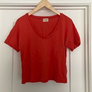 Nation LTD Bright orange crop tee 100% cotton size smalll